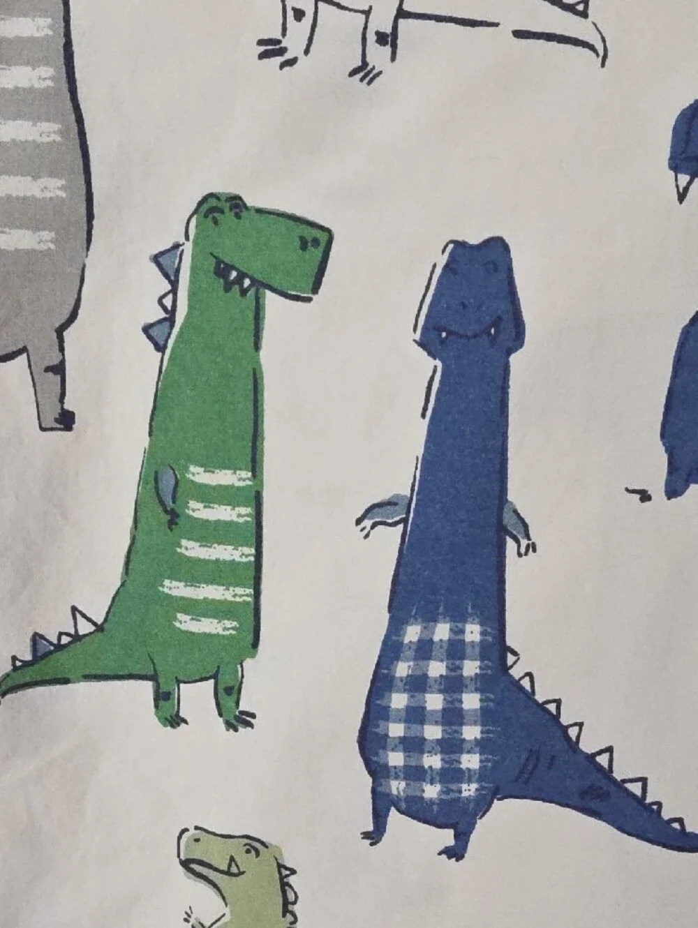 Pottery Barn Kids Green Blue Gray Dinosaur Cotton Twin Fitted Sheet